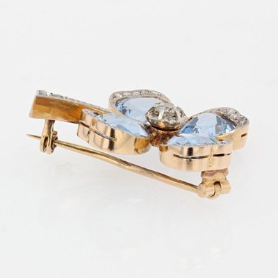 Broche Ancienne Trèfle Spinelles Et Diamants