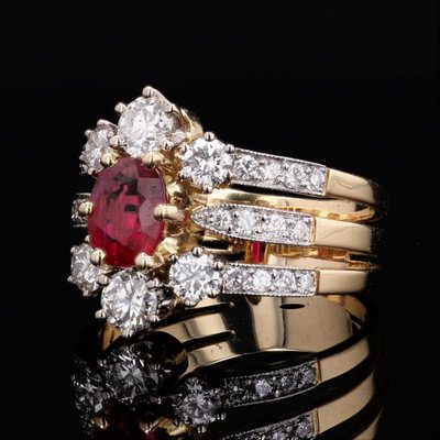 Bague Rubis Diamants 3 Anneaux
