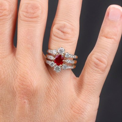 Bague Rubis Diamants 3 Anneaux