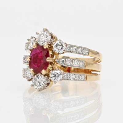Bague Rubis Diamants 3 Anneaux