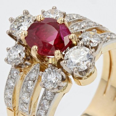Bague Rubis Diamants 3 Anneaux