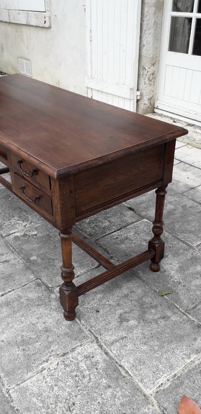 scrivania in rovere con 5 cassetti