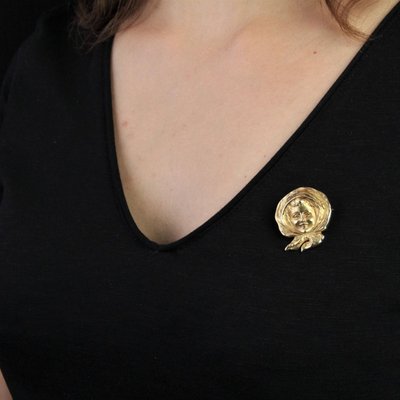 Broche Ancienne En Or Portait d'Enfant
