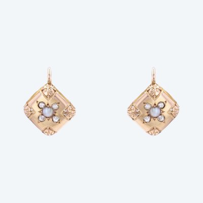 Antique Rose Gold Pearl Earrings