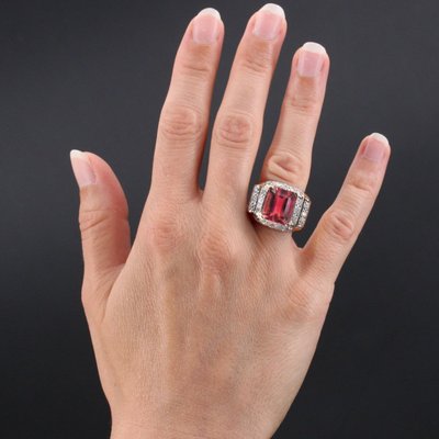 Bague Tank Tourmaline Et Diamants