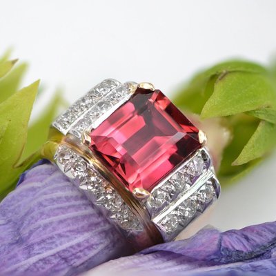 Bague Tank Tourmaline Et Diamants
