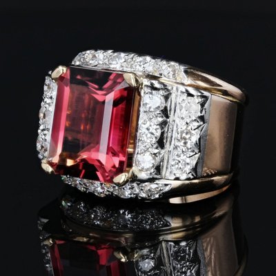 Bague Tank Tourmaline Et Diamants