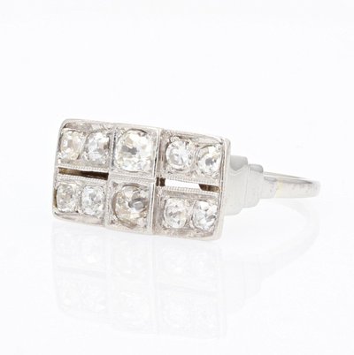 Bague Art Déco Rectangulaire Diamants