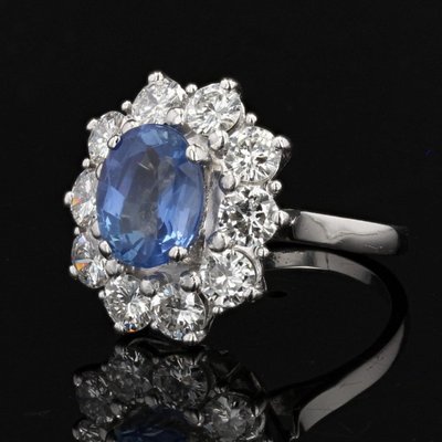 Bague Marguerite Ancienne Saphir Diamants