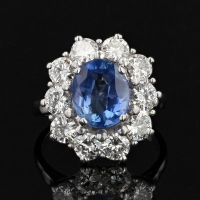 Bague Marguerite Ancienne Saphir Diamants
