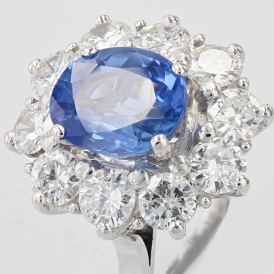 Bague Marguerite Ancienne Saphir Diamants