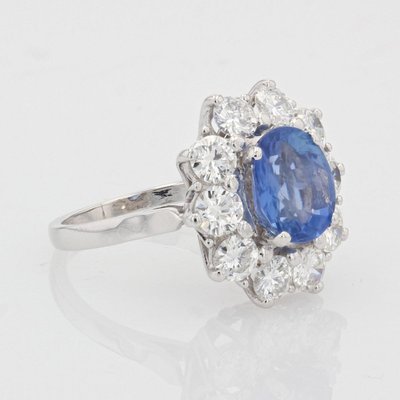 Bague Marguerite Ancienne Saphir Diamants