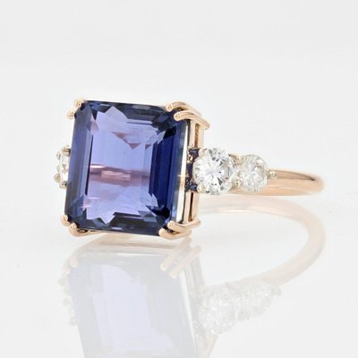 Bague Tanzanite Naturelle Certifiée Acoompagnée De Ses Diamants