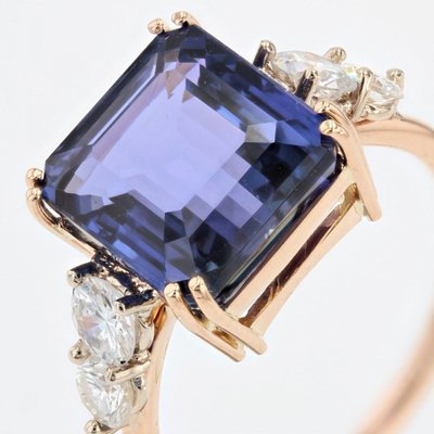 Bague Tanzanite Naturelle Certifiée Acoompagnée De Ses Diamants