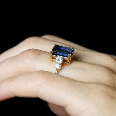 Bague Tanzanite Naturelle Certifiée Acoompagnée De Ses Diamants