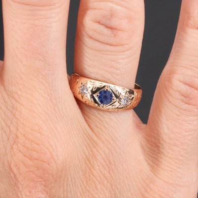 Armreif aus Roségold mit Saphir und Diamanten