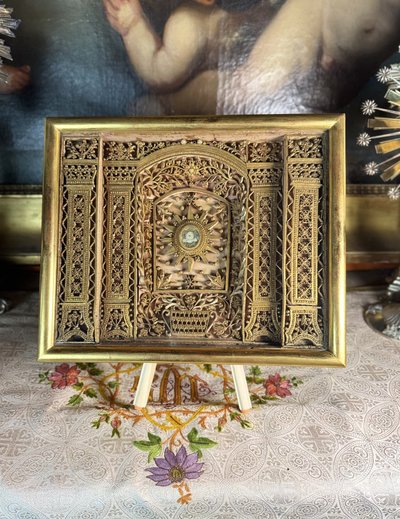 Reliquaire paperolles De Sainte Barbe - circa 1800