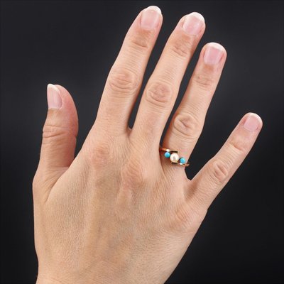 Ring mit Zuchtperlen und Türkisperlen