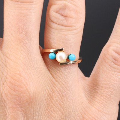 Ring mit Zuchtperlen und Türkisperlen