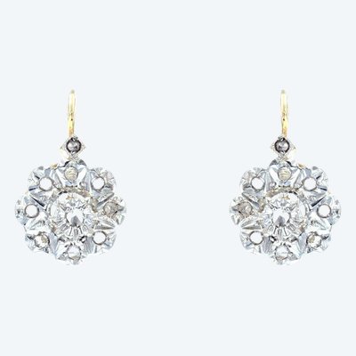 Dormeuses Marguerites De Diamants Taillés En Rose