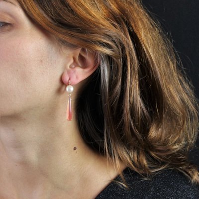 Granattropfen und Diamantperlenohrringe