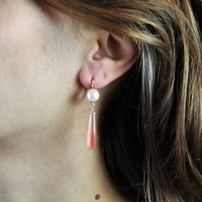 Granattropfen und Diamantperlenohrringe