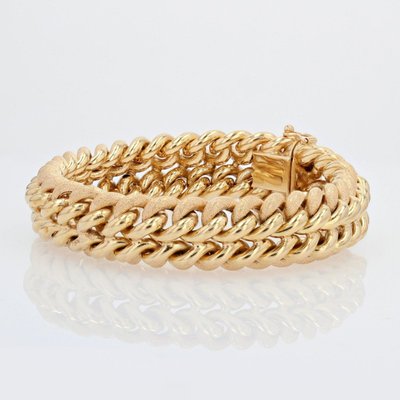 Panzerkettenarmband in Antikgold und Matt