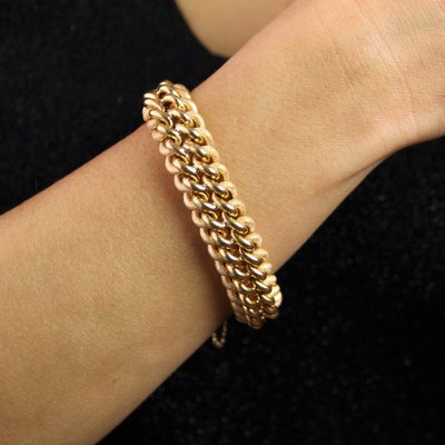 Panzerkettenarmband in Antikgold und Matt