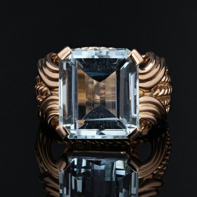 Anello vintage in acquamarina e oro