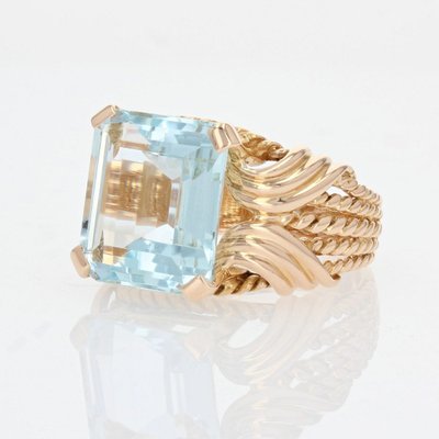 Anello vintage in acquamarina e oro