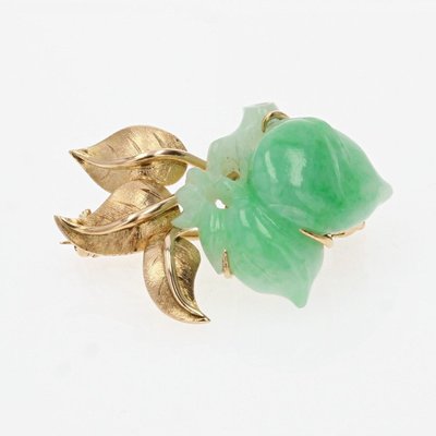 Spilla vintage in giada e oro