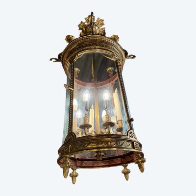 Grande lanterna in bronzo in stile Luigi XVI con 8 luci