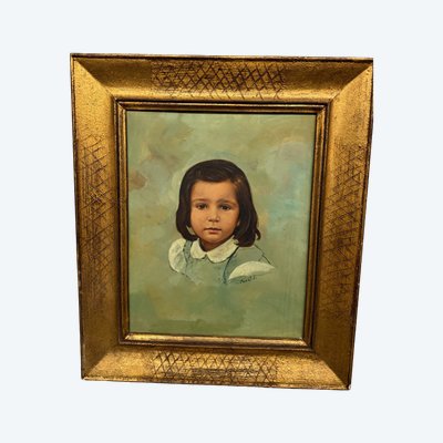 Oil painting on canvas, 20th century, little girl, C. Moraldi, 70x60cm