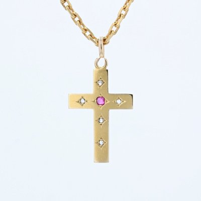 Croix Ancienne Diamants Et Rubis