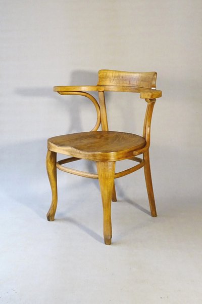 Thonet Nr. 6150 Bürostuhl von 1911, sattelförmiger Holzsitz - Bugholz -