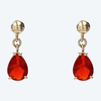 Boucles d'Oreilles Or Jaune Et Opales De Feu
