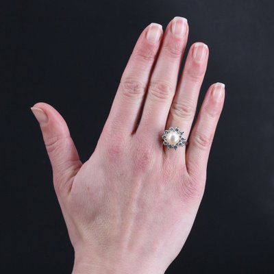 Anello antico con fiocco di neve e diamanti