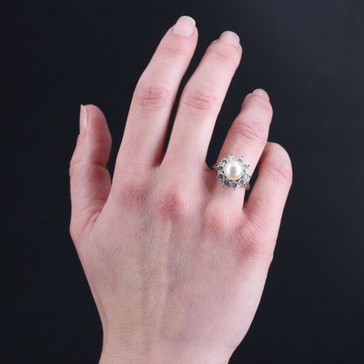 Anello antico con fiocco di neve e diamanti