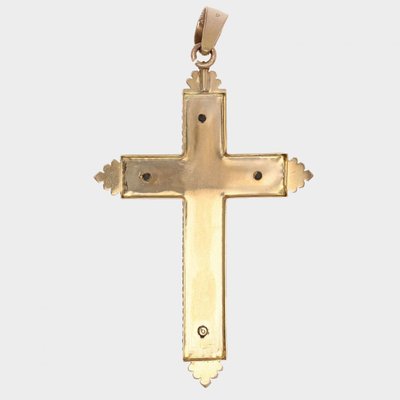 Croix Ancienne Perle Ors Vert Et Rose