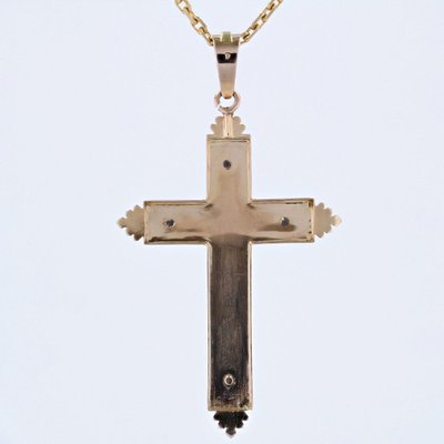 Croix Ancienne Perle Ors Vert Et Rose