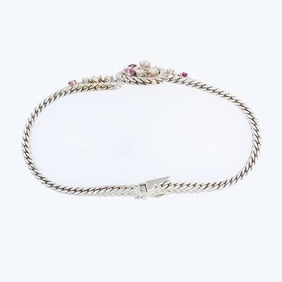 Vintage Bracelet White Gold Ruby Diamonds
