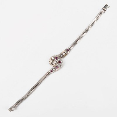 Vintage Bracelet White Gold Ruby Diamonds