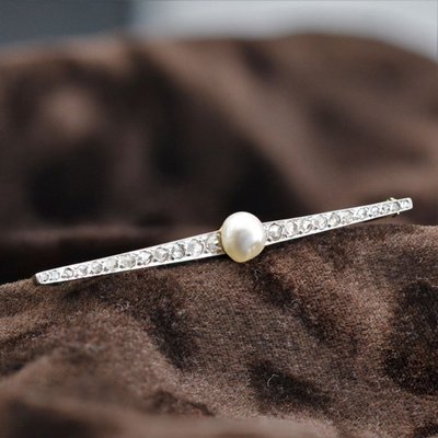 Broche Ancienne Charles Templier Perle Fine Et Diamants