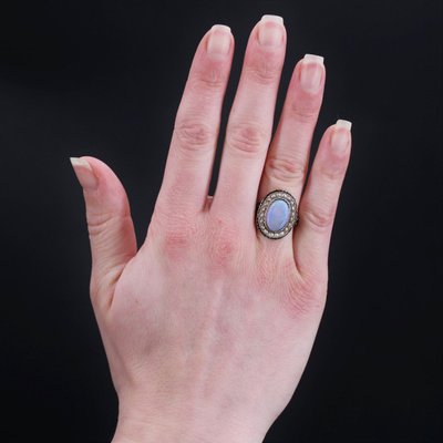 Bague Ancienne Opale Perles Fines émail