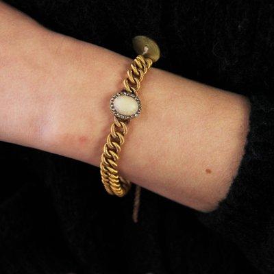 Old Curb Bracelet And Its Opal Diamond Pattern