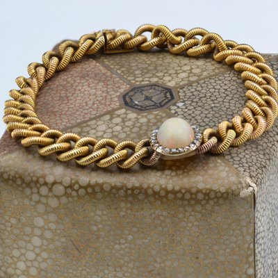 Old Curb Bracelet And Its Opal Diamond Pattern