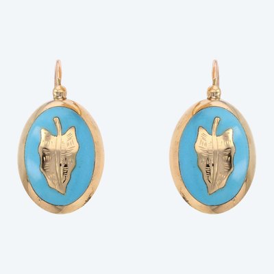 Antique Blue Turquoise Enameled Sleepers