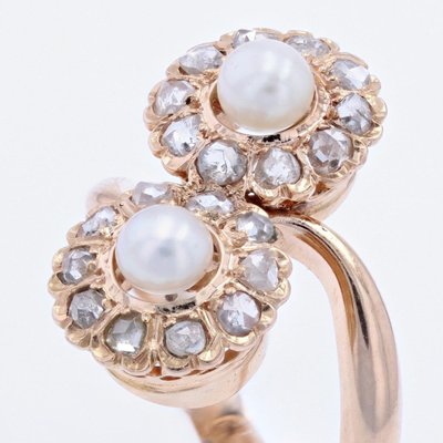Antiker Duo Daisy Perlen-Diamantring