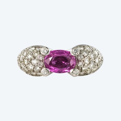 Ring mit rosa Saphir und Diamant