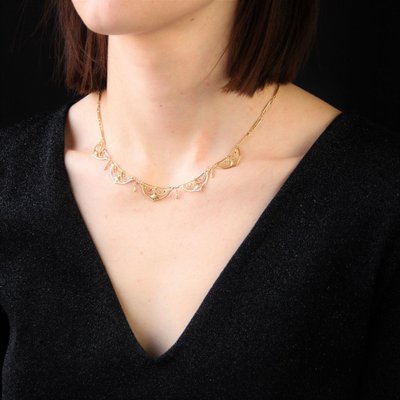 Collier Ancien Draperie En Or